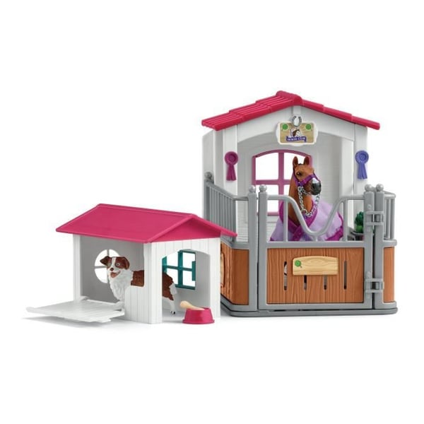�ske med hannoveranerhoppe og australsk hyrdehund, hestefigur og tilbeh�r, SCHLEICH 72218 Horse Club, 5 �r