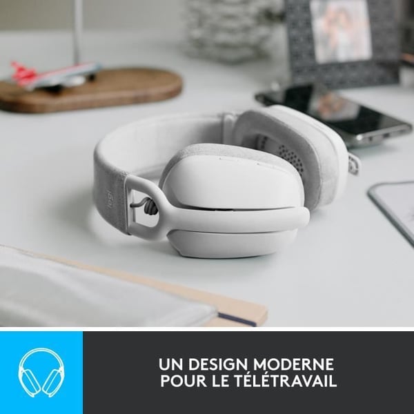 Logitech - Lätt trådlös lyssnande hjälm med bakgrund Micro Anti -Noise - Vibe 100 - White Area