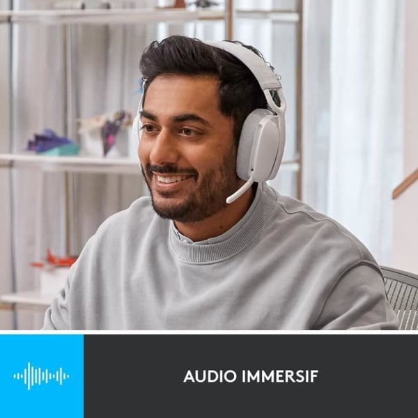 Logitech - Lätt trådlös lyssnande hjälm med bakgrund Micro Anti -Noise - Vibe 100 - White Area