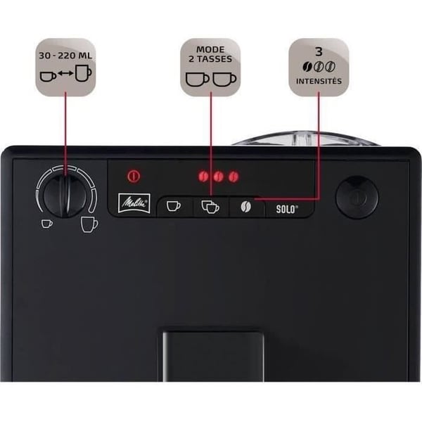MELITTA E950-222 Automaattinen espressokone Caffeo Solo -hiomakoneella - puhdas musta