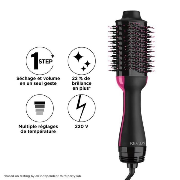REVLON RVDR5222E 2 in 1 Perfectionist Volumizing Kuivausharja - Pro Collection - Musta / Vaaleanpunainen