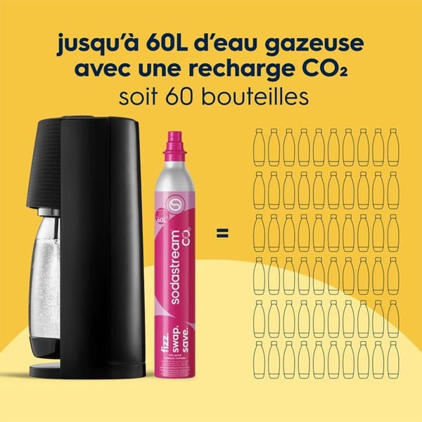 SODASTREAM TERRANLV - TERRA Black Machine Pack 2 LV pulloa + 1 CQC vaihtosylinteri