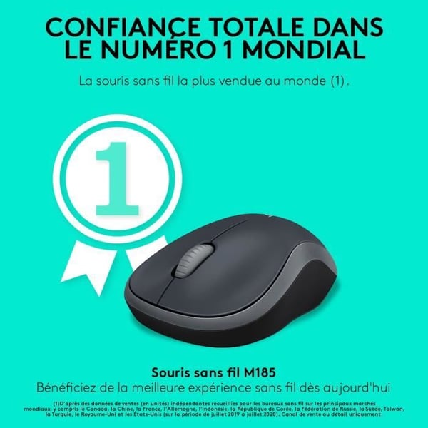 Logitech trådlös optisk mus - M185 Grå