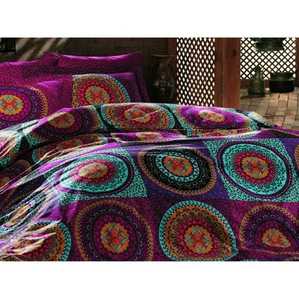Bäddset - 1 påslakan 220 x 240 cm + 2 örngott 60 x 60 cm - 100% bomull - Fuchsia