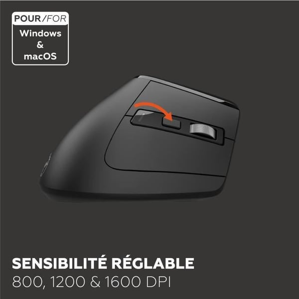 Ergonominen hiiri - Langaton - MOBILITY LAB - ML314259 - Musta