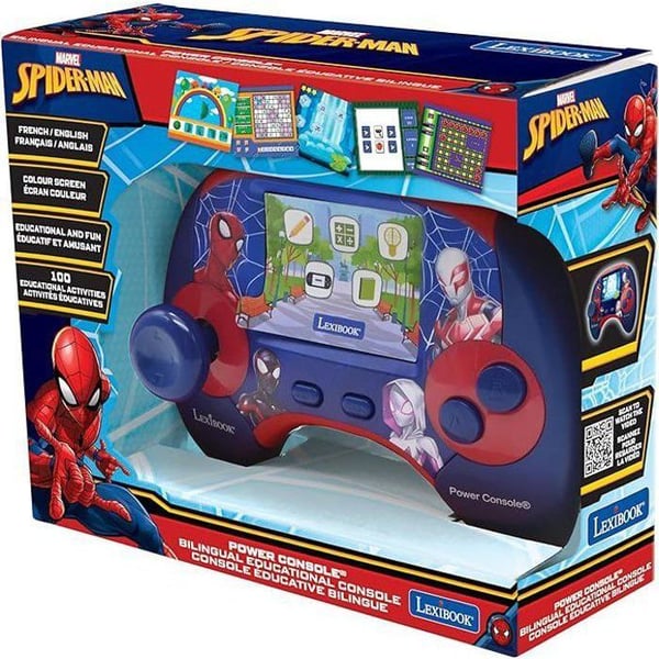 LEXIBOOK - Franska/engelska tvåspråkig utbildningskonsol - Spiderman, 2,8 tums LCD-skärm - blå/röd -JCG100DPi1
