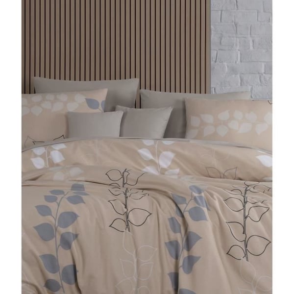 Bäddset - 1 påslakan 220 x 240 cm + 2 örngott 60 x 60 cm - 100% förstärkt bomull - Beige
