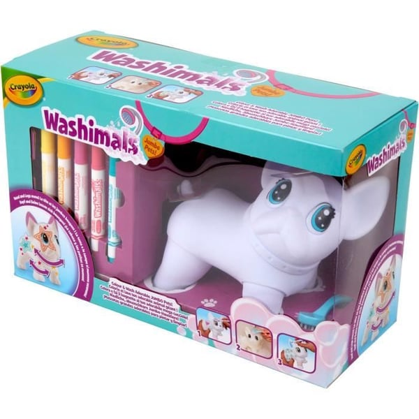 V�ritys - CRAYOLA - Washimals Jumbo Dog - J�ttil�inen pest�v� koira personoitavaksi! 3 vuotiaat