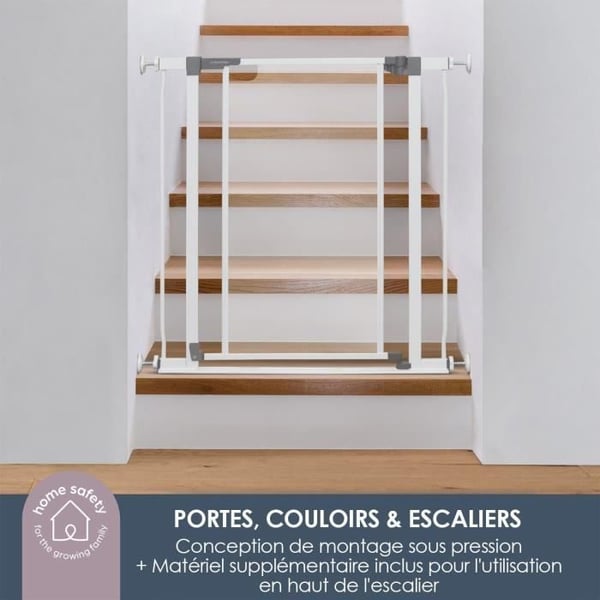 DREAMBABY Clear Panel Safety Gate - Håll-öppen funktion - Anti-fall Botten - Vit
