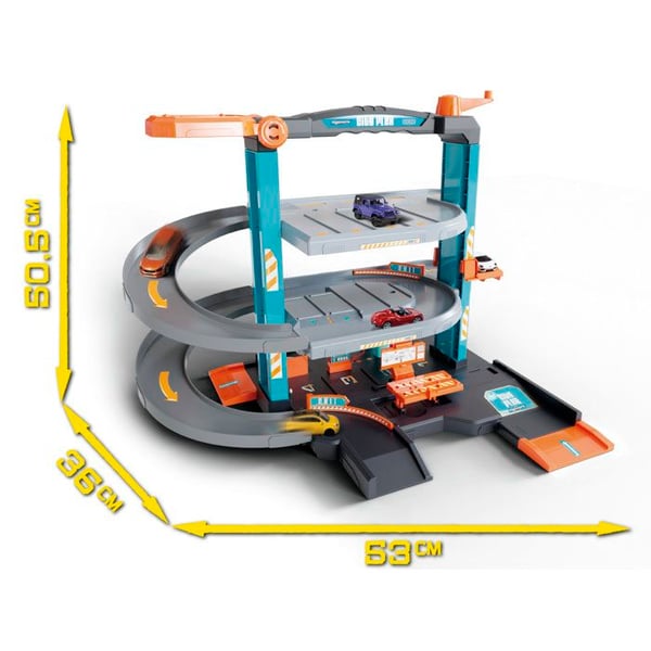 MAJORETTE - Majo Garage City Flex + 5 ajoneuvoa - 3-vuotiaasta alkaen