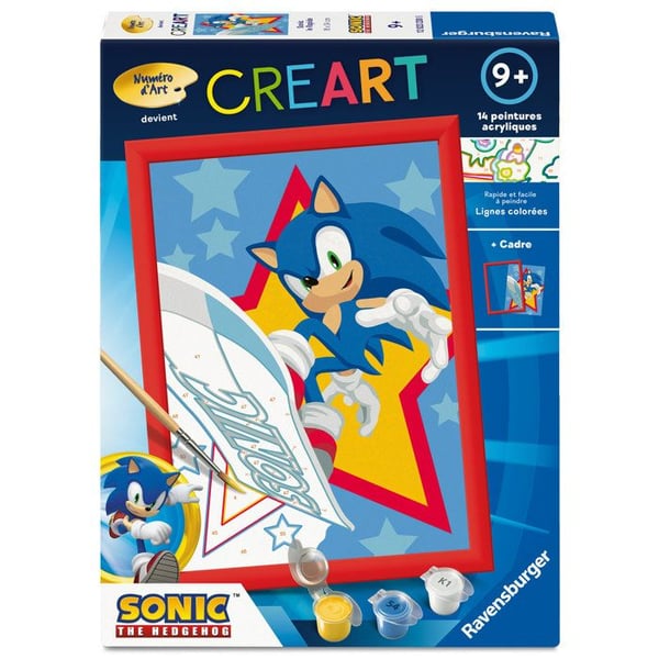 Ravensburger � CreArt Kids 18x24cm � Maalaa numeroiden mukaan � Sonic � Maalaa numeroiden mukaan -setti � Ik� 7+ � 12023230