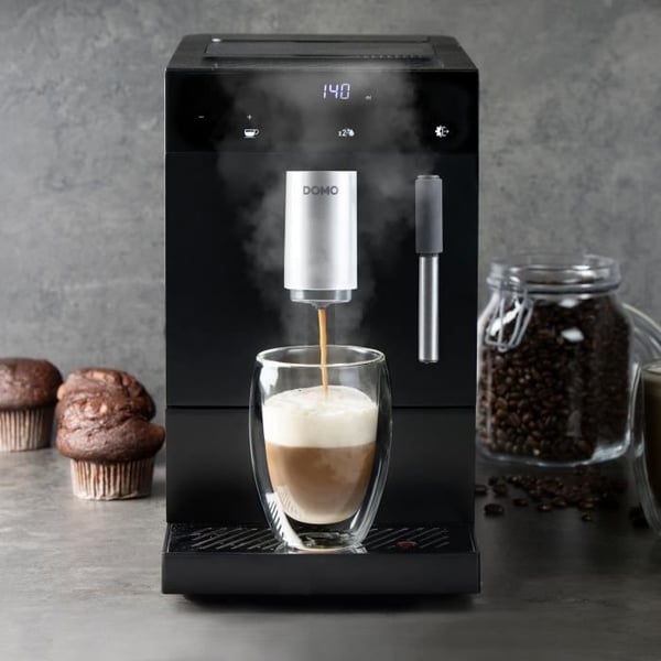 Automaattinen espressokone jauhimella - DOMO - DO1150K - 1350 W - 19 bar - 125 g kahvia - Musta