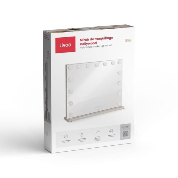 Sminkspegel - LIVOO - DOS207 - 56 x 44 cm - 15 LED-lampor - 3 ljuslägen