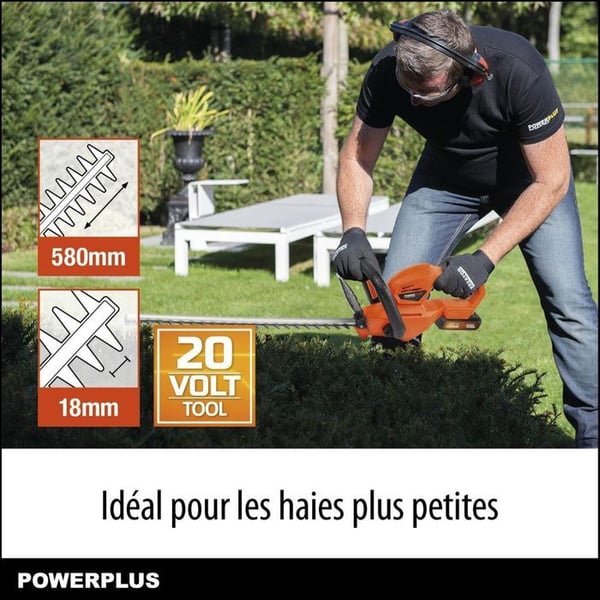 Kaksoisvirtakorkeus Koko POWDPG7531 - 20 V Akku, ilman akkua tai laturia, 580 mm ter��, 18 mm: n poikkeama