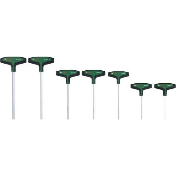S�t med 7 Bosch T-grebsskruetr�kkere med sekskant - 2 til 10 mm