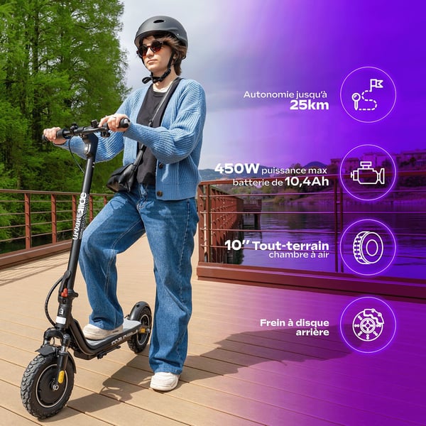 S�hk�potkulauta - URBANGLIDE - 100 EVO - 450 W - 10" renkaat - Maks. 25 km/h - Toimintas�de jopa 25 km