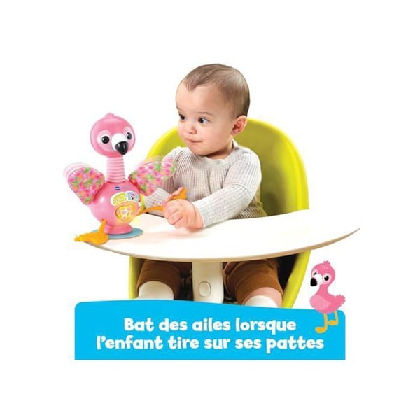 VTECH Funny Flamingo � Vaaleanpunainen flamingo -kehityslelu 9�36 kuukauden ik�isille lapsille, ��nill�, melodioilla ja imukupilla