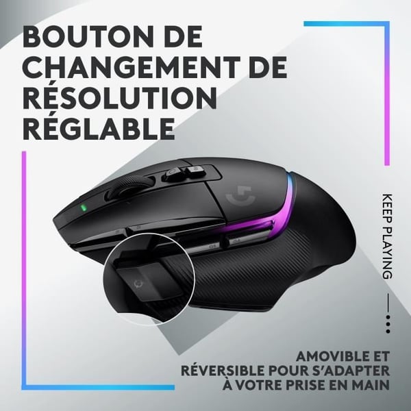Logitech - G502 X Plus Lightspeed Mouse Gaming RVB Wireless - Lightfor -hybridipainikkeet, Gaming Hero 25K - Musta anturi