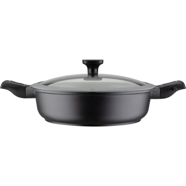 Easy Click 28 cm alumiininen ja muovinen paistinpannu lasikannella - GSW - 167833 - musta