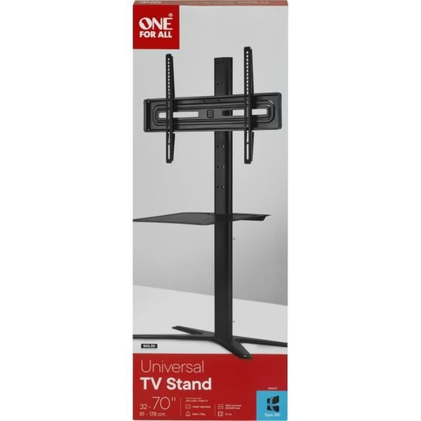 EN FÖR ALLA - TV-bänk 32-70 med hylla Solid räckvidd - Lutning 15° & vridbar 90° - Kompatibel för skärmar 32-70''/81-178cm