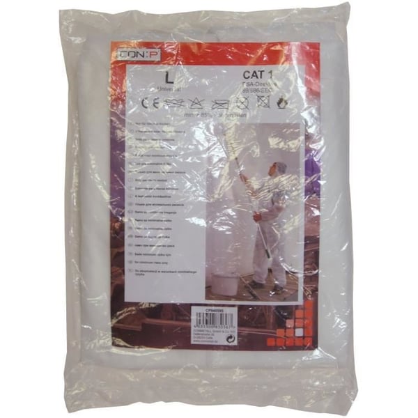 Suojapuku - CON:P - 4555500 - Kertak�ytt�inen - Koko L - Polypropeeni - Valkoinen