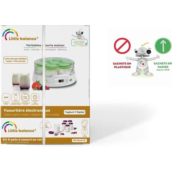 Jogurttikone - LITTLE BALANCE - Digitaalinen - 7 kattilaa + 6 ylim��r�ist� kattilaa