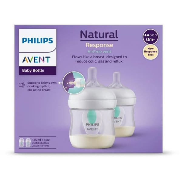 Uppsättning av 2 naturliga flaskor 3.0 Philips Avent SCY670/02 - 125 ml - luftfri