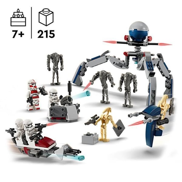 LEGO 75372 Star Wars -kloonisotilaat ja taisteludroidit -taistelupaketti, lelu pikapy�r�ll� ja minihahmolla