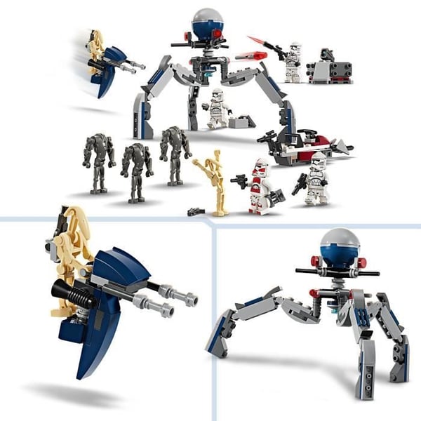LEGO 75372 Star Wars -kloonisotilaat ja taisteludroidit -taistelupaketti, lelu pikapy�r�ll� ja minihahmolla