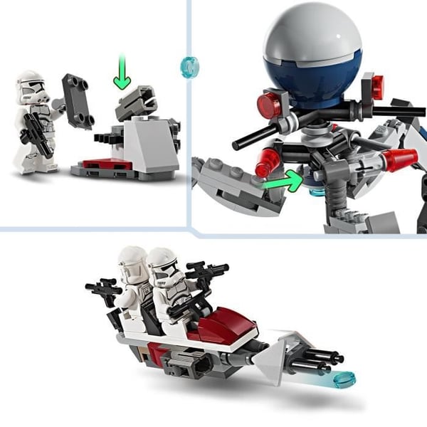 LEGO 75372 Star Wars -kloonisotilaat ja taisteludroidit -taistelupaketti, lelu pikapy�r�ll� ja minihahmolla