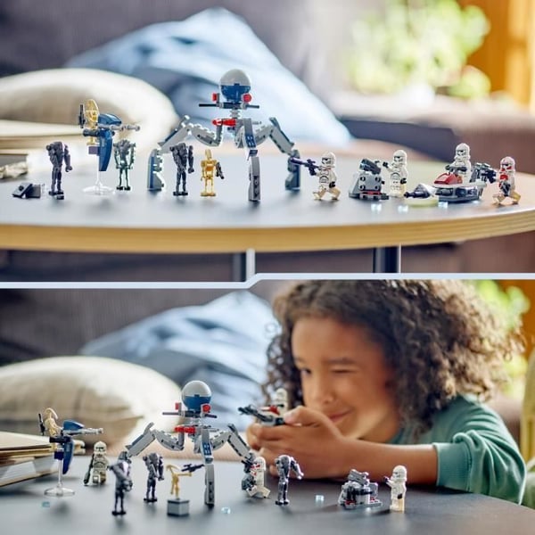 LEGO 75372 Star Wars -kloonisotilaat ja taisteludroidit -taistelupaketti, lelu pikapy�r�ll� ja minihahmolla