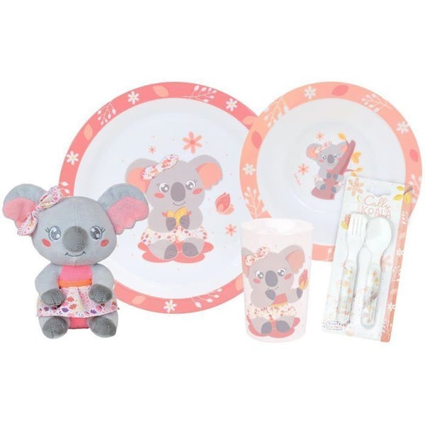 Services�t - FUN HOUSE - KOALA - 220 ml glas, 16 cm dyb tallerken, 22 cm flad tallerken, 22 cm bestik og plysdyr