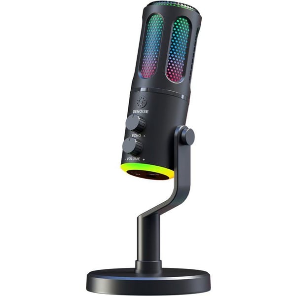 RGB-pelimikrofoni suoratoistoon - THE G-LAB - K-MIC-NEON - Usean alustan ja ohjelmiston yhteensopiva - Ammattimainen ��nenlaatu - Musta