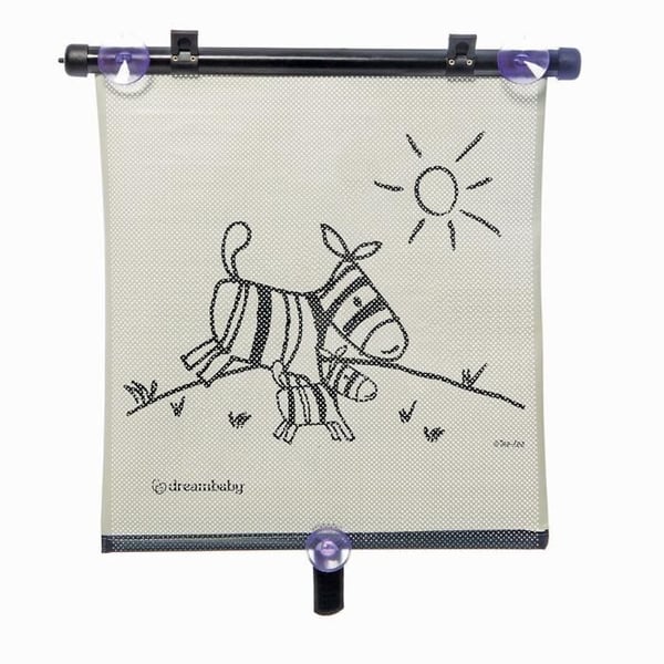 Rullegardin til bilruder - DREAMBABY - Dobbeltsidet Zebra & Tiger Print - Justerbar 2 stk.