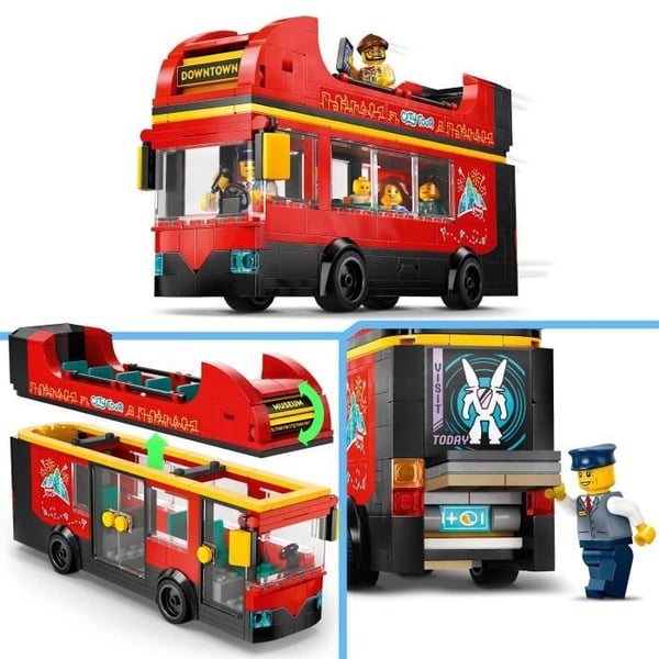 LEGO City 60407 rød dobbeltdækkerbus, legetøjsbus, køretøj til børn på 7 år