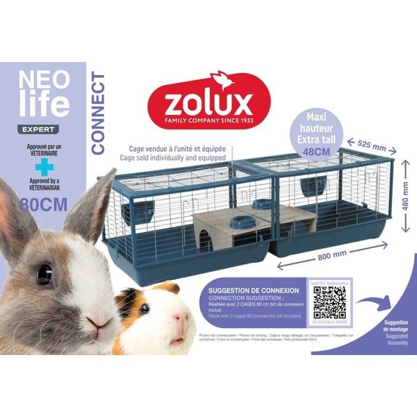 ZOLUX Néolife trådbur för marsvin och gnagare - 80 x 52,5 x 48 cm - Blå