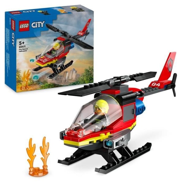 LEGO 60411 City Brandredningshelikopter, Legetøj med brandmandspilotminifigurer, Gave til børn
