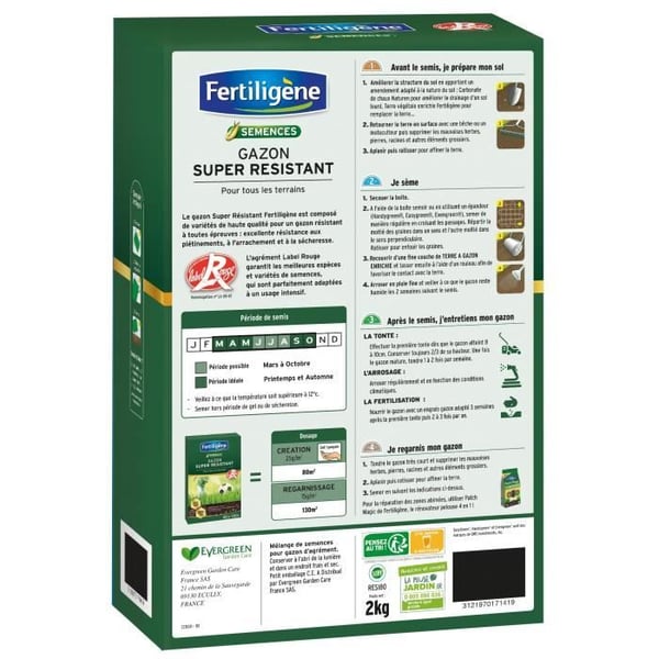 FERTILIGENE Superbestandigt græs, hele terræn - 2 kg