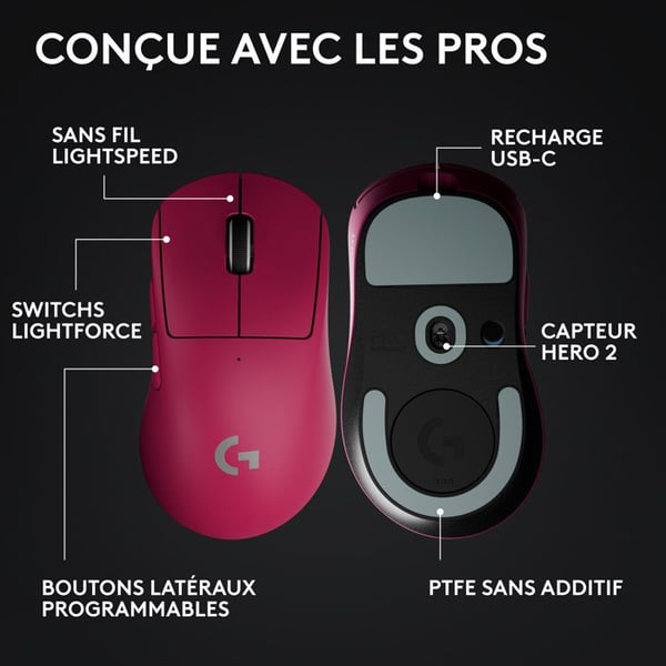 Gamingmus - trådlös - Logitech - G Pro X Superlight 2 DEX - Rosa