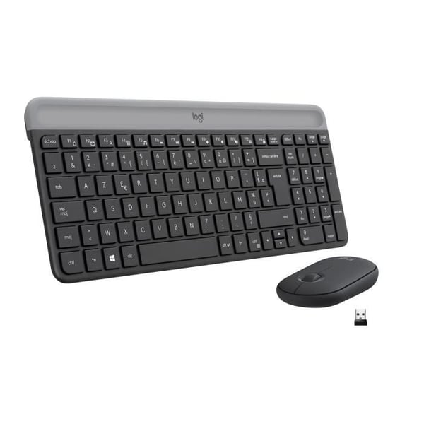 Logitech - MK470 ultratyndt tr�dl�st tastatur + mus og lydl�st tr�dl�st system - kompakt og fladt layout - 2,4 GHz USB-modtager
