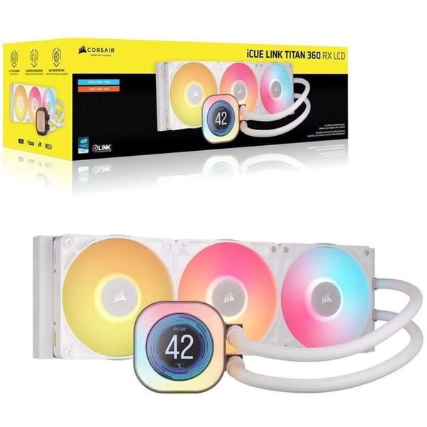 PC-k�ling - CORSAIR - CW-9061026-WW - iCUE LINK TITAN 360 RX LCD Hvid AIO