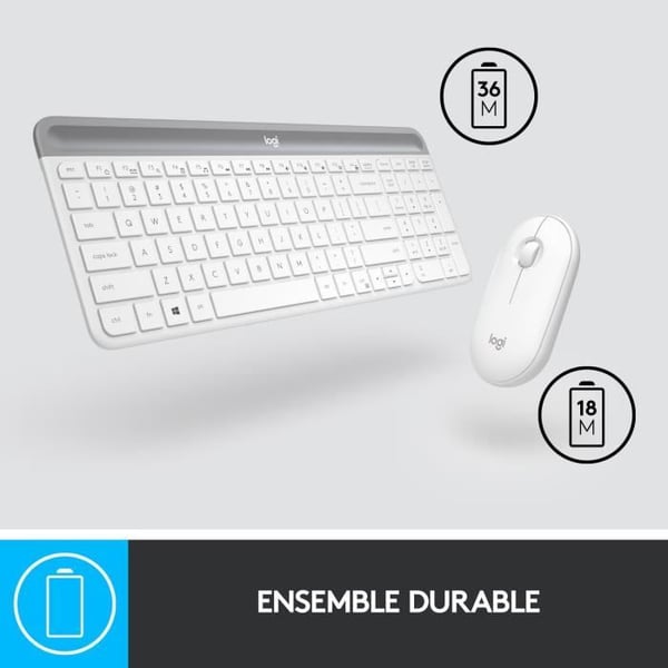 LOGITECH - MK470 tr�dl�st tastatur + muses�t - AZERTY - Hvid