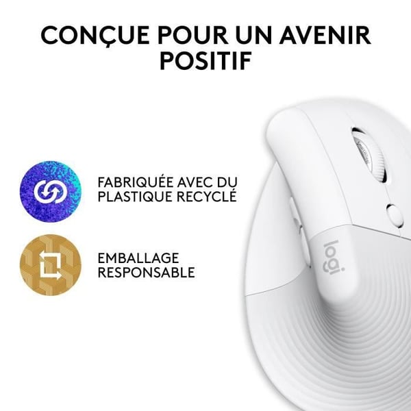 Logitech - Lyftmus för Mac - trådlös ergonomisk - vit