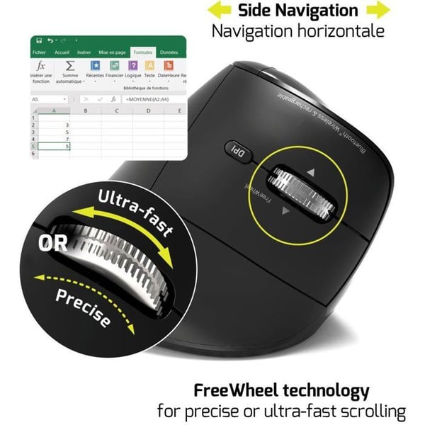 Langaton Hiiri - PORT Designs - 910204 ERGO AUDITOR - Bluetooth & 2.4 GHz - Ladattava - Musta