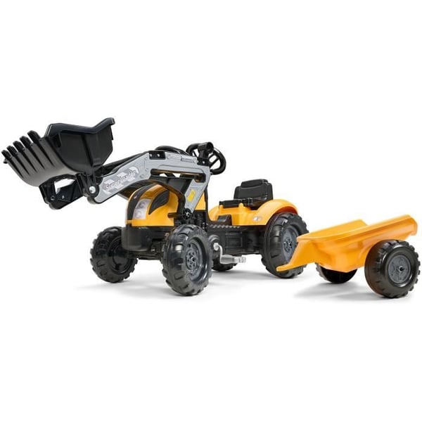 Mighty Builder -poljintraktori - FALK - per�k�rryll� - keltainen - 100 % valmistettu Ranskassa - 50 % kierr�tetty� muovia - 2+ vuotta
