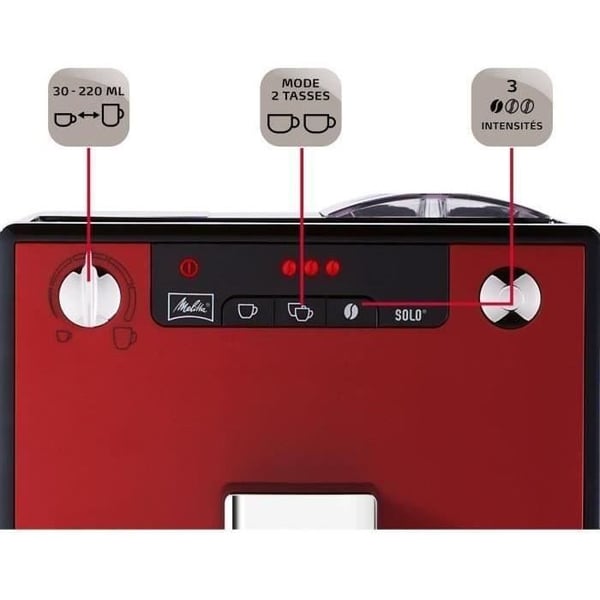 MELITTA E950-104 Automaattinen espressokone Caffeo Solo -hiomakoneella - punainen