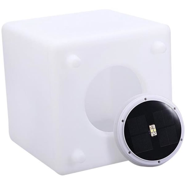 Valoisa aurinkokuutio - LUMISKY - CASY - K30 cm - Sohvap�yt�jakkara - Valkoinen ja moniv�rinen LED