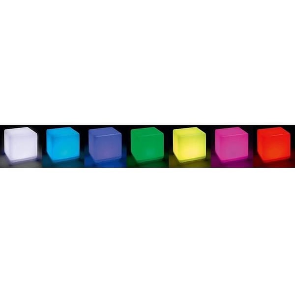 Valoisa aurinkokuutio - LUMISKY - CASY - K30 cm - Sohvap�yt�jakkara - Valkoinen ja moniv�rinen LED