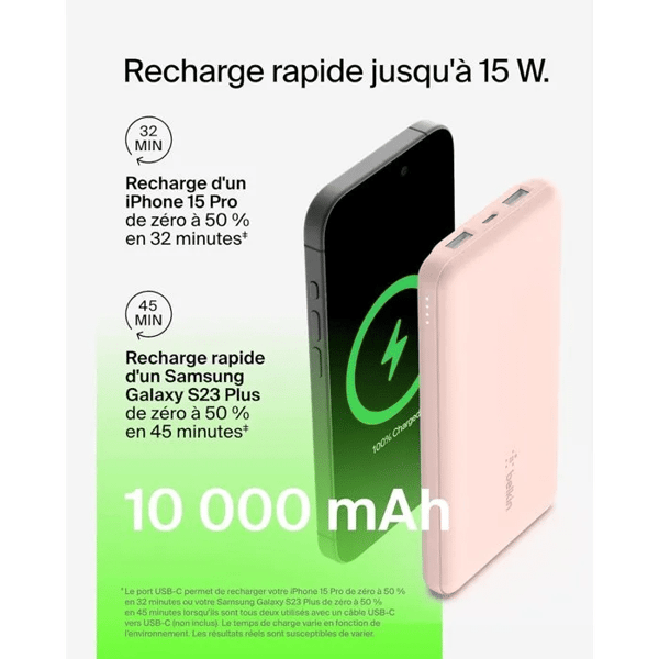 Eksternt batteri - BELKIN - 10.000 mAh - Lyser�d