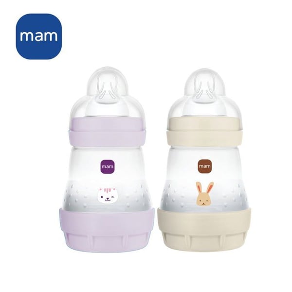 2 tuttipullon setti - MAM - Easy Start - Koliikkia ehk�isev� - 160 ml - Flow 1 tutti - Lila + hiekka